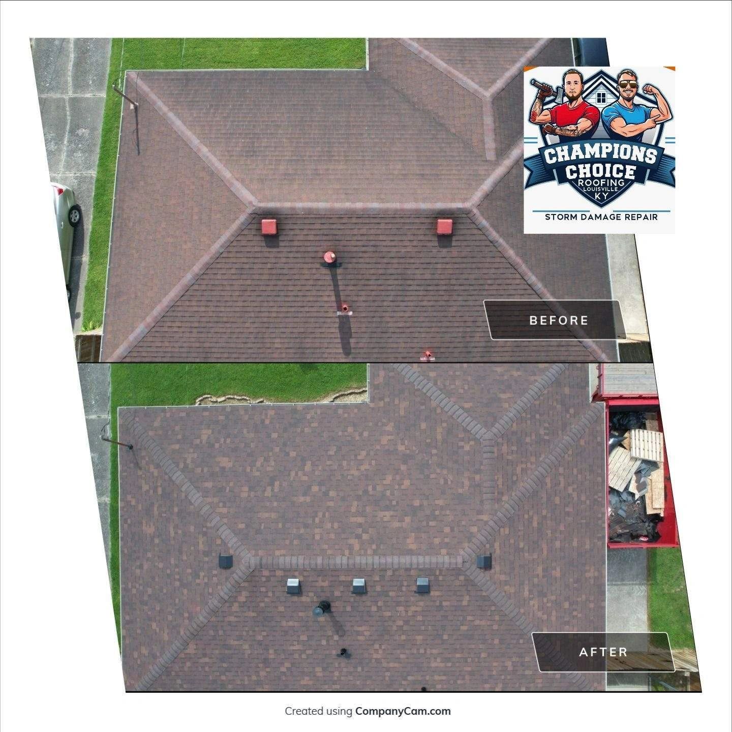 Before and after roof comparison