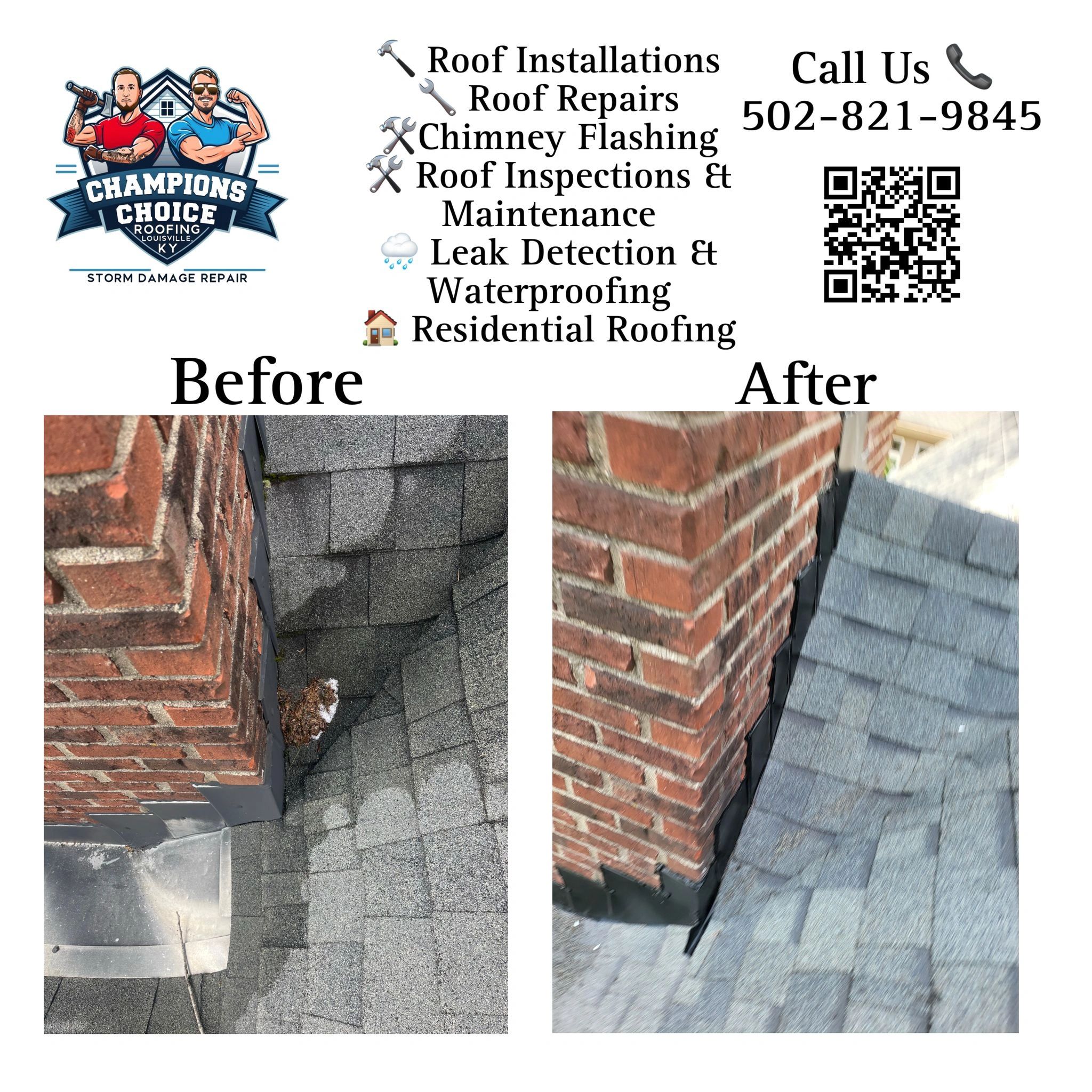 Chimney repair and flashing